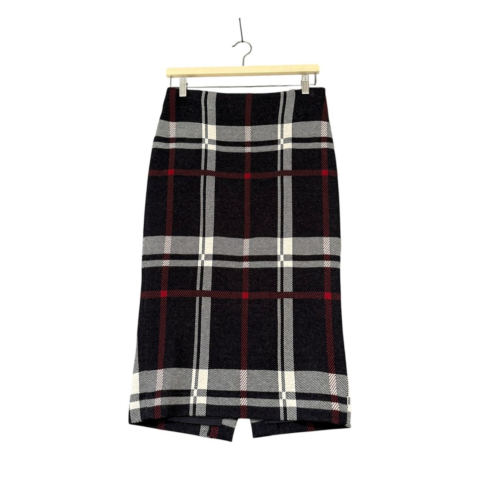 Iris Setlakwe | Pencil Skirt Navy Red White Plaid Size 4 Viscose Wool Blend